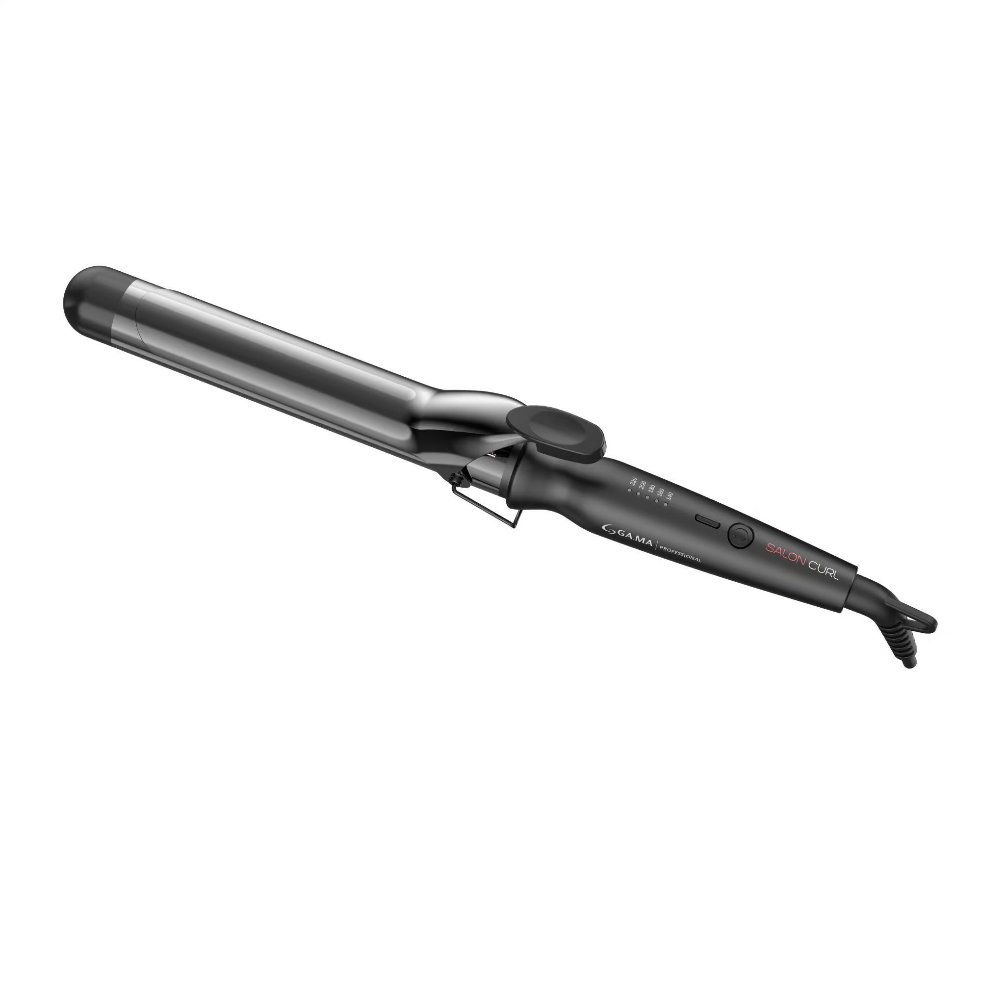 Salon Curl 1.20 inch Silk Chrome curling iron front view<